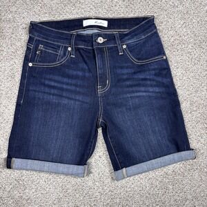 KanCan Shorts Women's M 28 Kandie Bermuda Dark Wash Denim Stretch‎ Mid-rise CUFF